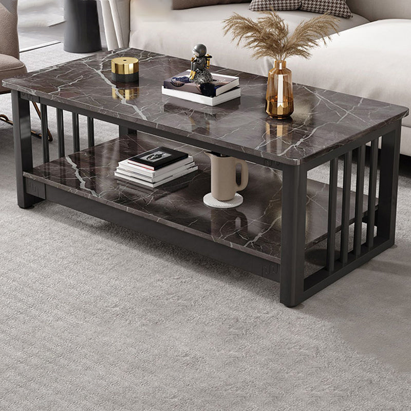 Slate 4 Legs Coffee Table Rectangle Single Coffee Table with Shelf