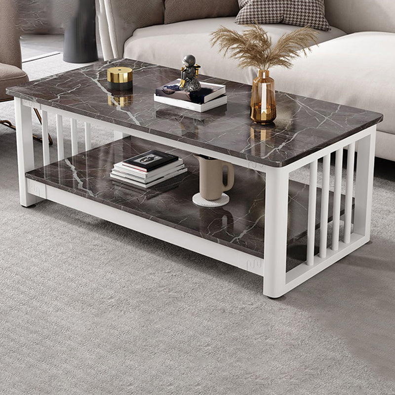 Slate 4 Legs Coffee Table Rectangle Single Coffee Table with Shelf