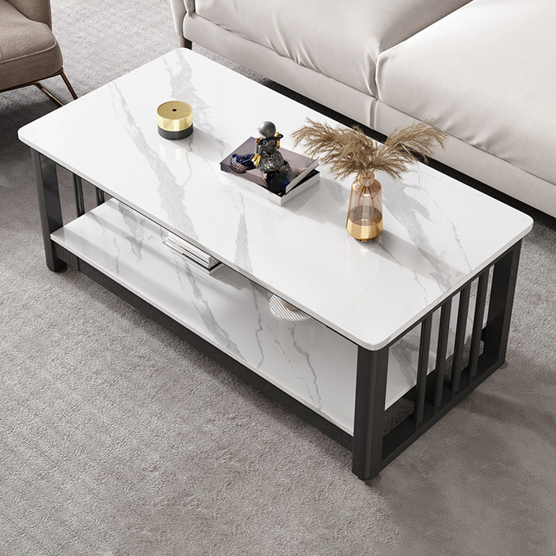 Slate 4 Legs Coffee Table Rectangle Single Coffee Table with Shelf