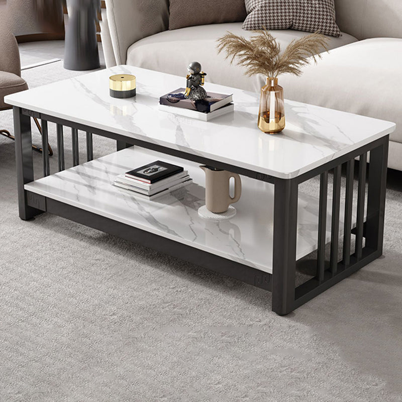 Slate 4 Legs Coffee Table Rectangle Single Coffee Table with Shelf