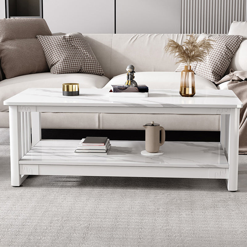Slate 4 Legs Coffee Table Rectangle Single Coffee Table with Shelf