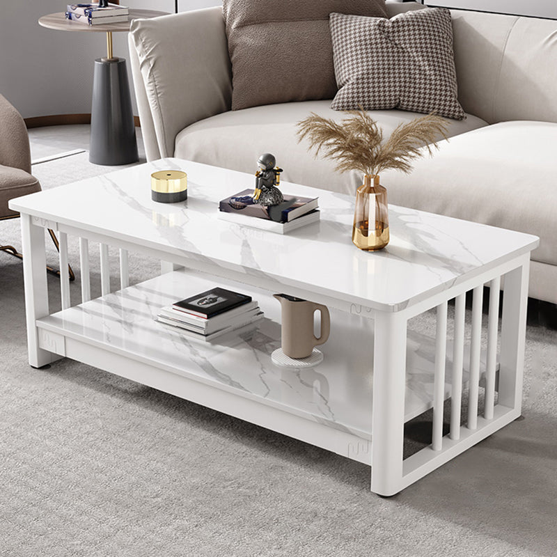 Slate 4 Legs Coffee Table Rectangle Single Coffee Table with Shelf