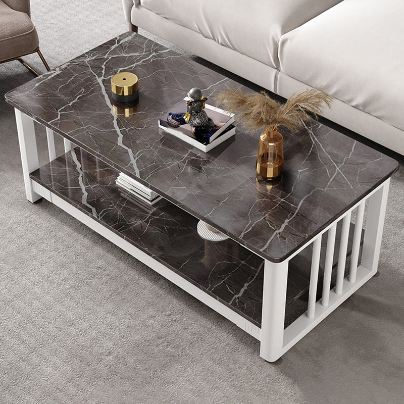 Slate 4 Legs Coffee Table Rectangle Single Coffee Table with Shelf