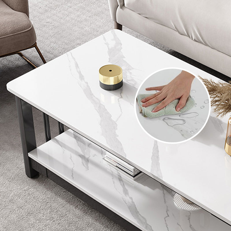 Slate 4 Legs Coffee Table Rectangle Single Coffee Table with Shelf