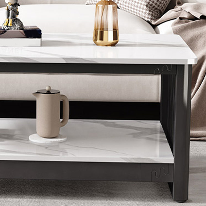 Slate 4 Legs Coffee Table Rectangle Single Coffee Table with Shelf