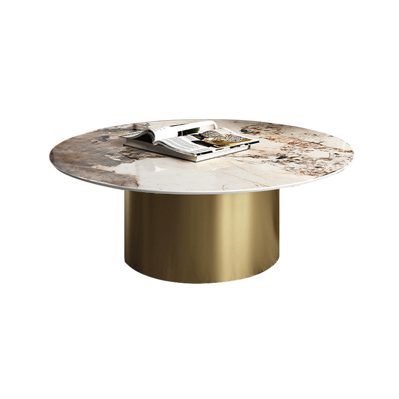 Pedestal Round Coffee Table Glam Slate Nesting Coffee Table Set