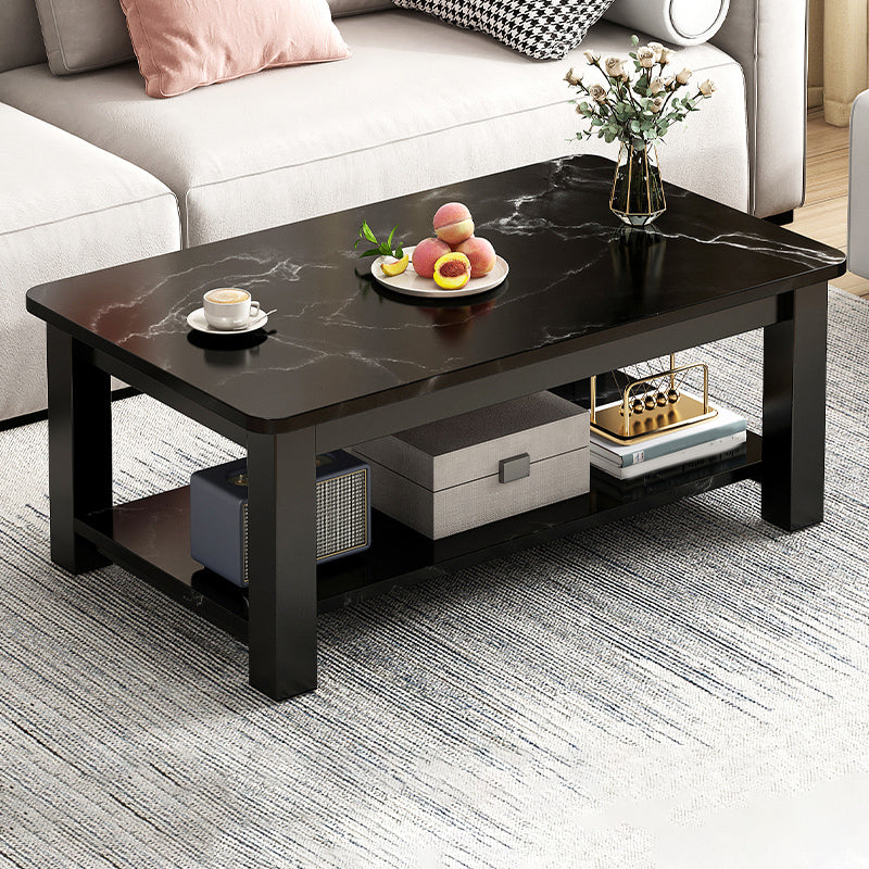 4 Legs Rectangle Cocktail Table Contemporary Single Coffee Table with Shelf