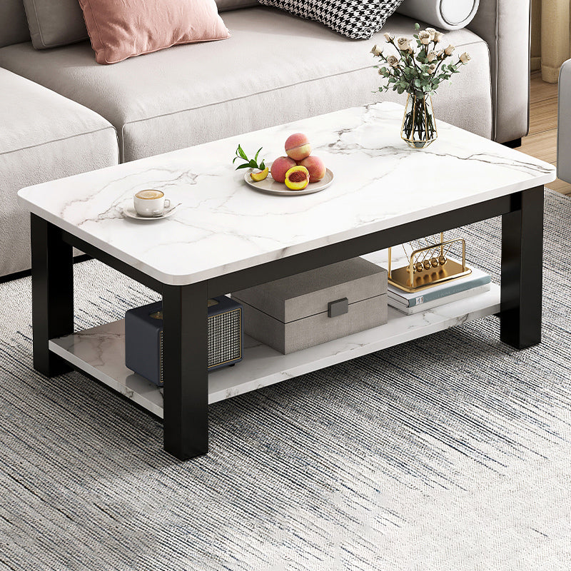 4 Legs Rectangle Cocktail Table Contemporary Single Coffee Table with Shelf