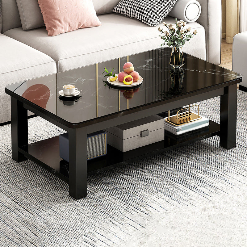 4 Legs Rectangle Cocktail Table Contemporary Single Coffee Table with Shelf