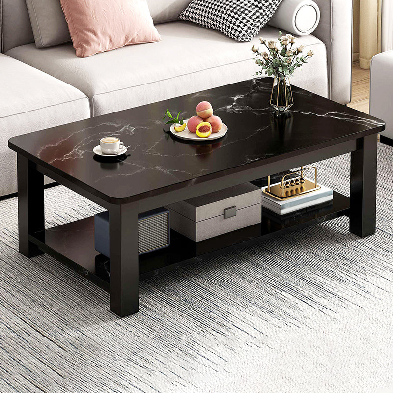 4 Legs Rectangle Cocktail Table Contemporary Single Coffee Table with Shelf