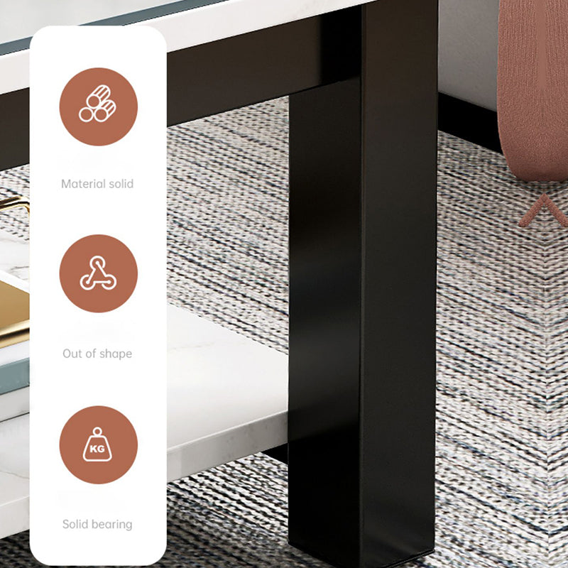 4 Legs Rectangle Cocktail Table Contemporary Single Coffee Table with Shelf