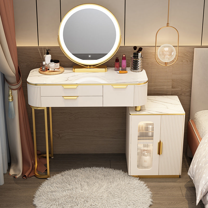 Lighted Mirror & 2/3 Drawers Vanity Table Set Glam Metal Dresser
