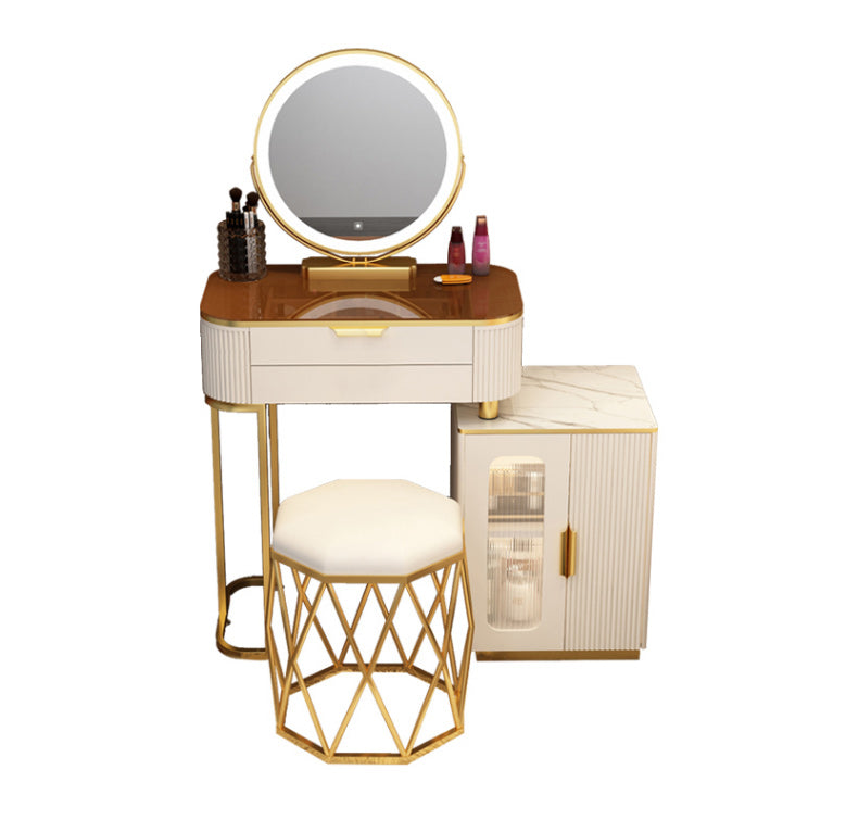 Lighted Mirror & 2/3 Drawers Vanity Table Set Glam Metal Dresser