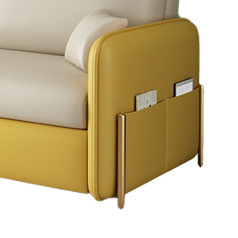 Yellow and White Futon Sleeper Sofa Bed Modern Style Convertible Sofas