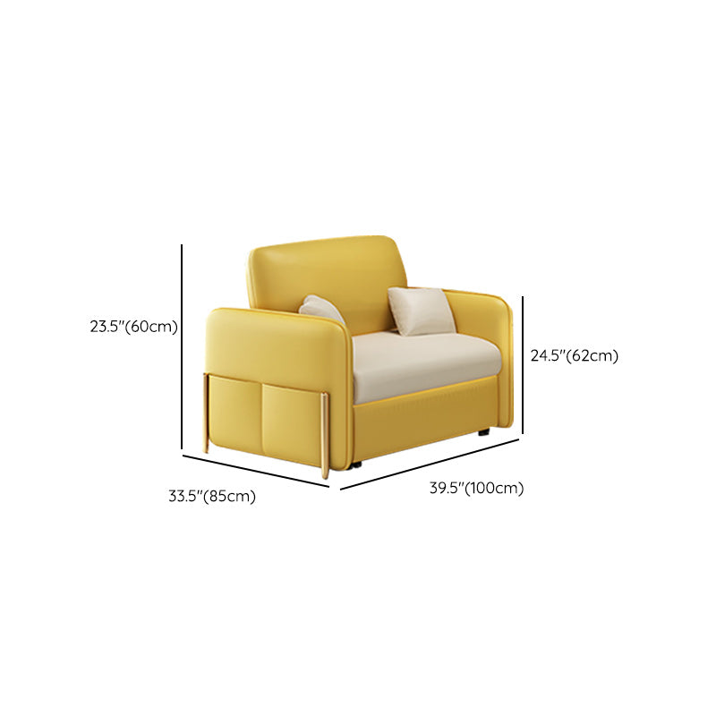 Yellow and White Futon Sleeper Sofa Bed Modern Style Convertible Sofas