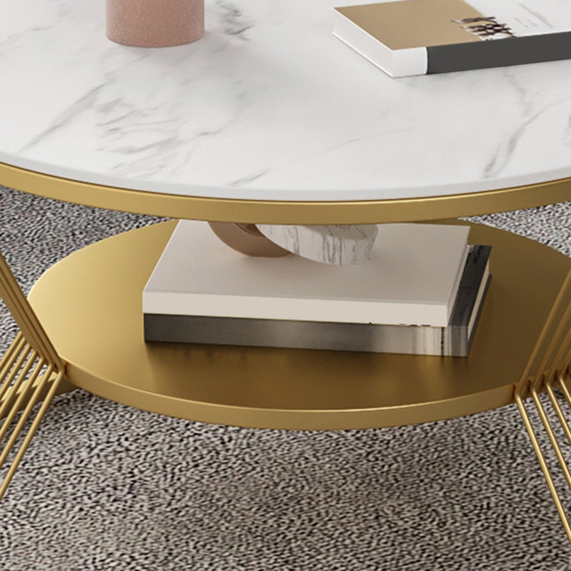 No Distressing Round Coffee Table Frame Single Coffee Table with Shelf