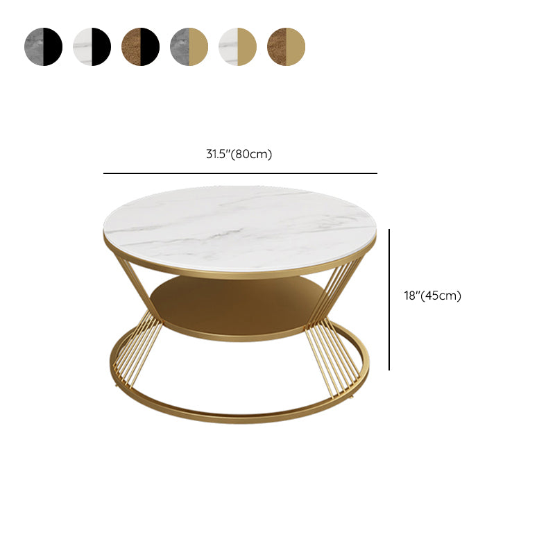 No Distressing Round Coffee Table Frame Single Coffee Table with Shelf