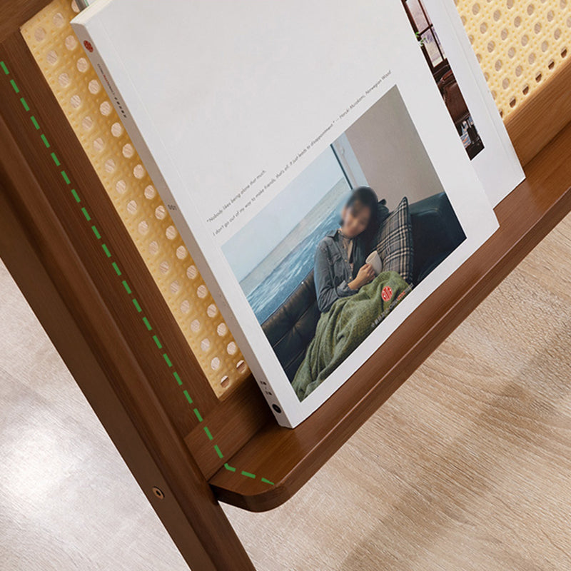 Asian Style Accent Side Table Wood and Glass with Storage and Shelf Corner Table