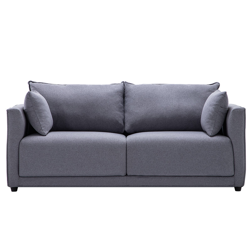 Contemporary Sofa with 2 Pillows Square Arm Living Room Settee