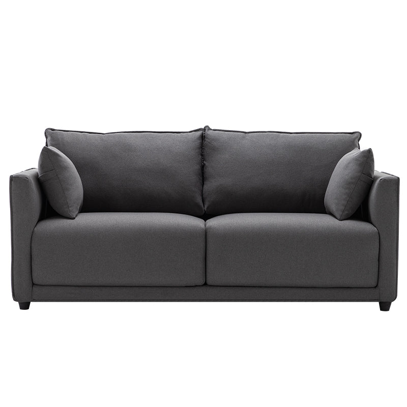 Contemporary Sofa with 2 Pillows Square Arm Living Room Settee