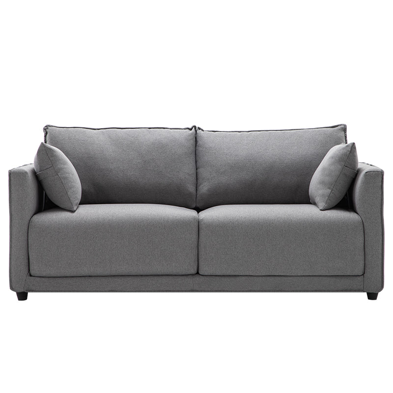 Contemporary Sofa with 2 Pillows Square Arm Living Room Settee