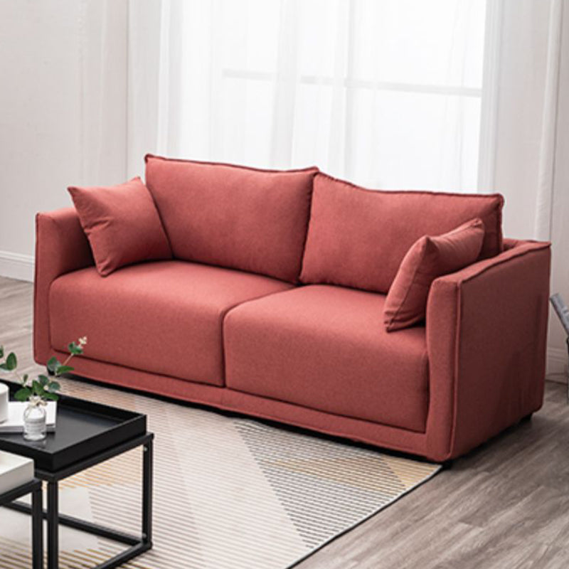 Contemporary Sofa with 2 Pillows Square Arm Living Room Settee
