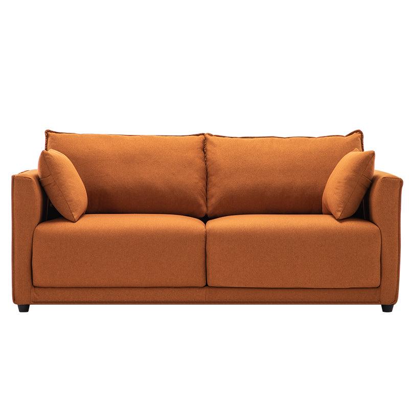 Contemporary Sofa with 2 Pillows Square Arm Living Room Settee