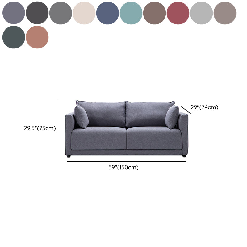 Contemporary Sofa with 2 Pillows Square Arm Living Room Settee