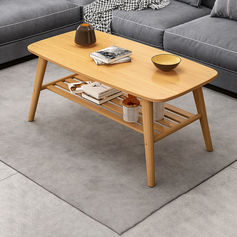 4 Legs Coffee Table Single Modern Oval Cocktail Table with Shelf