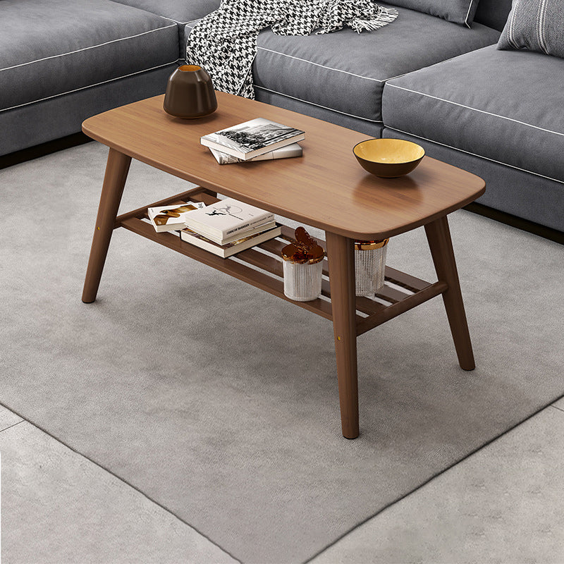4 Legs Coffee Table Single Modern Oval Cocktail Table with Shelf