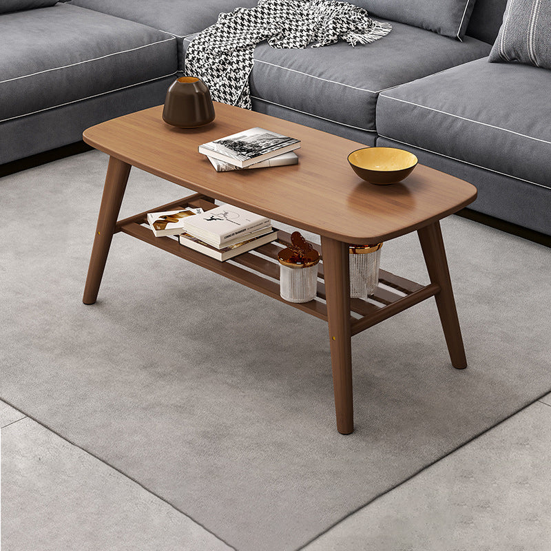4 Legs Coffee Table Single Modern Oval Cocktail Table with Shelf