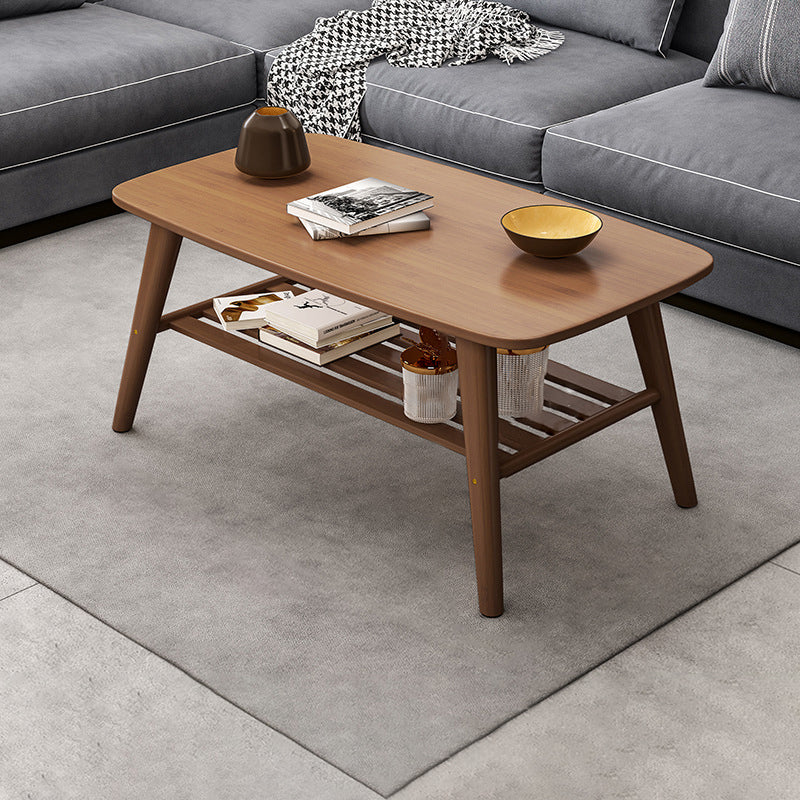 4 Legs Coffee Table Single Modern Oval Cocktail Table with Shelf