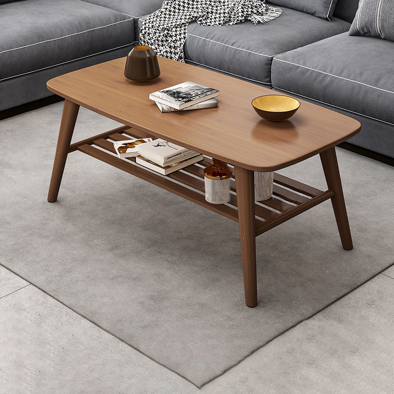 4 Legs Coffee Table Single Modern Oval Cocktail Table with Shelf