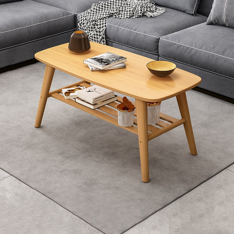 4 Legs Coffee Table Single Modern Oval Cocktail Table with Shelf