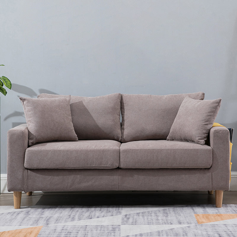 Scandinavian Sofa with 2 Pillows Square Arm Living Room Fabric Seating