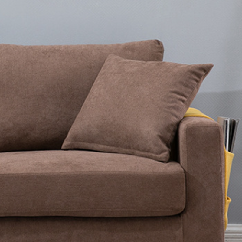 Scandinavian Sofa with 2 Pillows Square Arm Living Room Fabric Seating