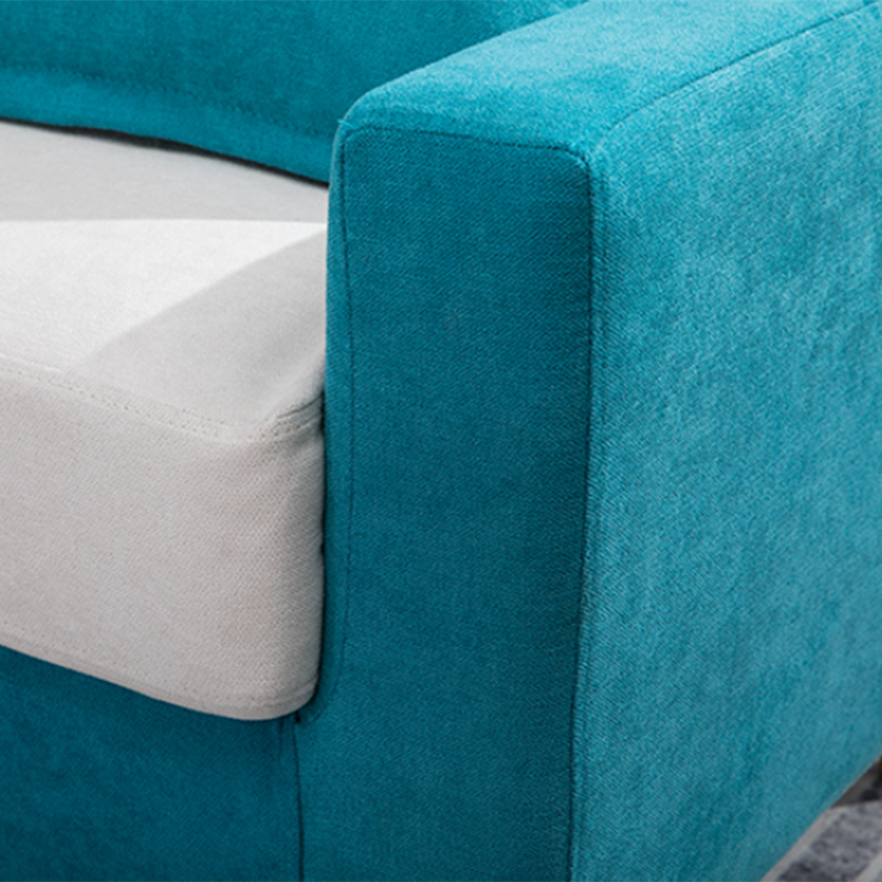 Scandinavian Sofa with 2 Pillows Square Arm Living Room Fabric Seating