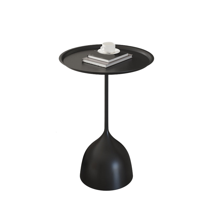 Contemporary Side Table Metal Pedestal Tray Top End Table for Living Room