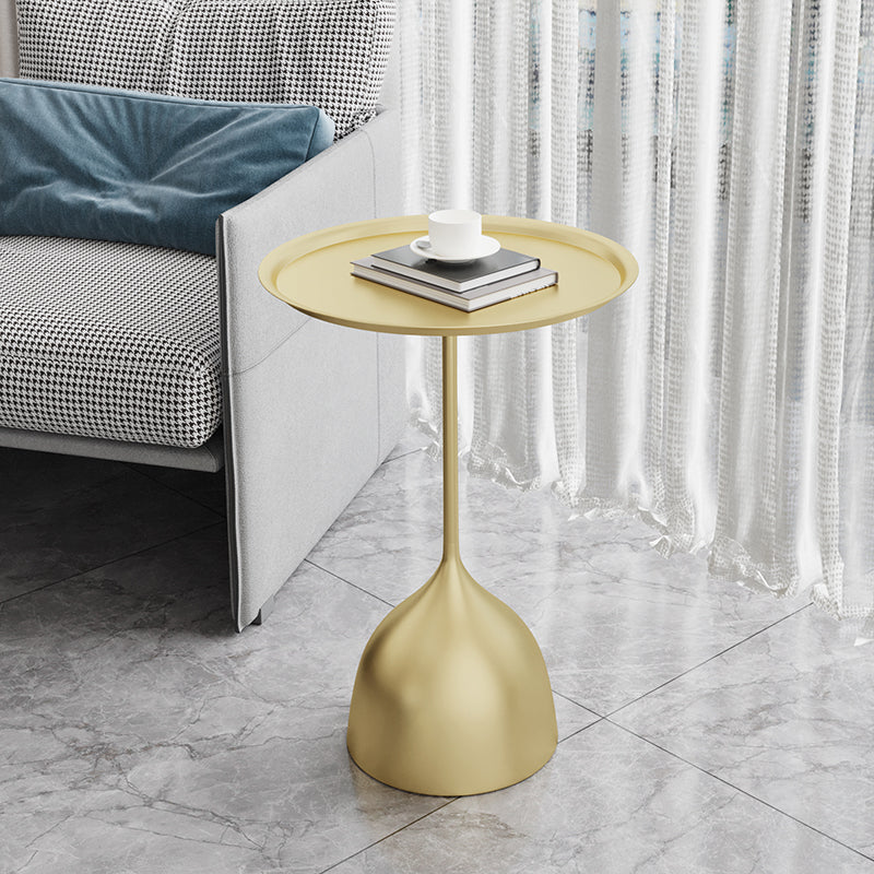 Contemporary Side Table Metal Pedestal Tray Top End Table for Living Room