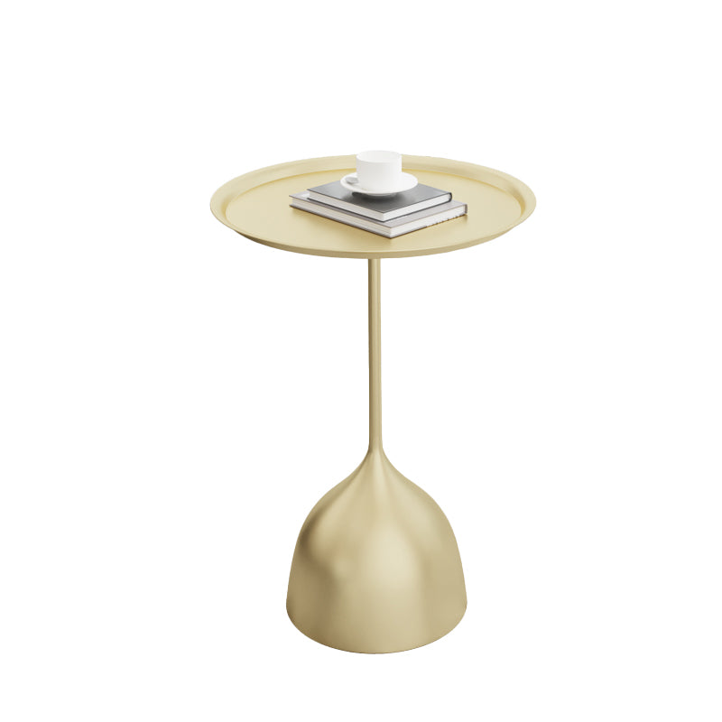 Contemporary Side Table Metal Pedestal Tray Top End Table for Living Room