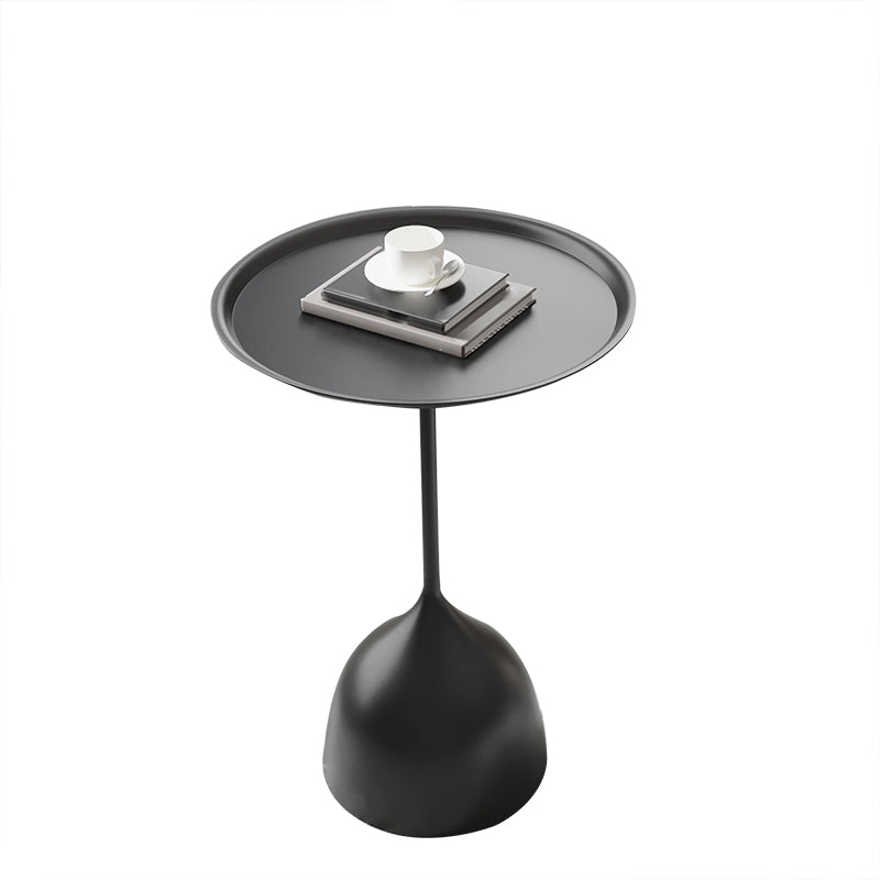 Contemporary Side Table Metal Pedestal Tray Top End Table for Living Room