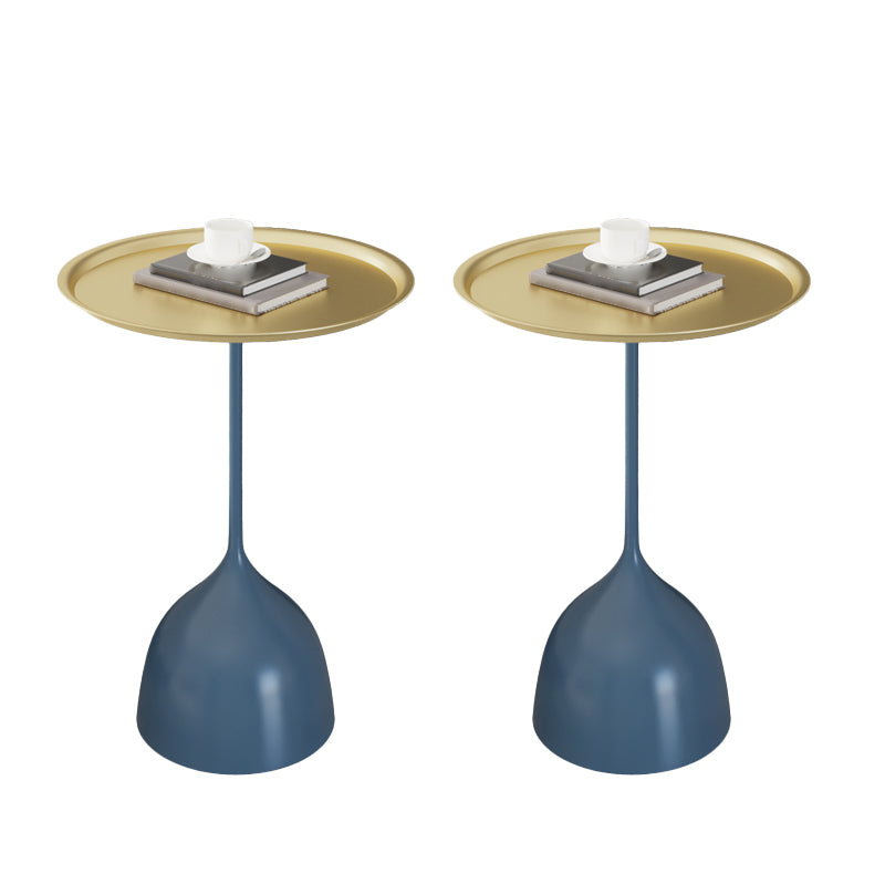 Contemporary Side Table Metal Pedestal Tray Top End Table for Living Room
