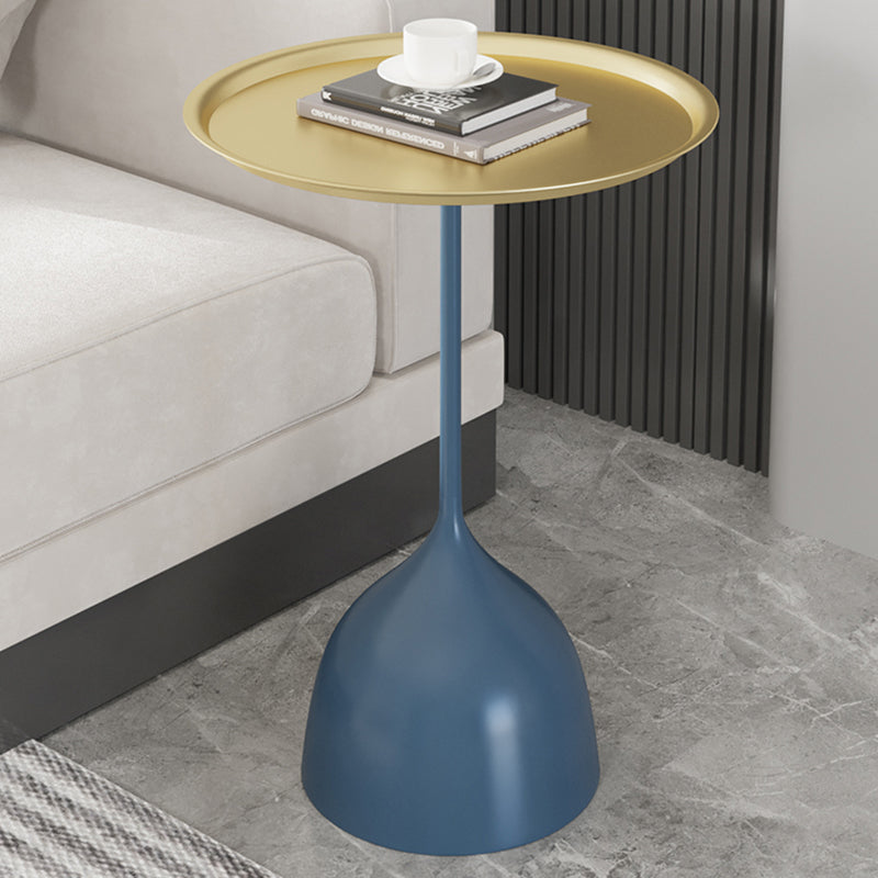 Contemporary Side Table Metal Pedestal Tray Top End Table for Living Room