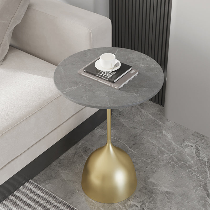 Contemporary Side Table Metal Pedestal Tray Top End Table for Living Room