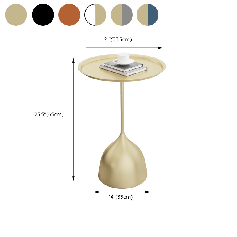 Contemporary Side Table Metal Pedestal Tray Top End Table for Living Room