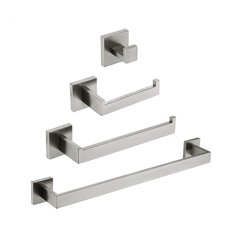 7-Piece Bath Hardware Set in Stainless Steel with Paper Holder/Robe Hooks/Towel Ring Bar