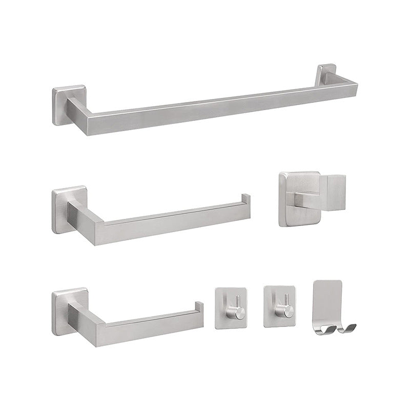 7-Piece Bath Hardware Set in Stainless Steel with Paper Holder/Robe Hooks/Towel Ring Bar