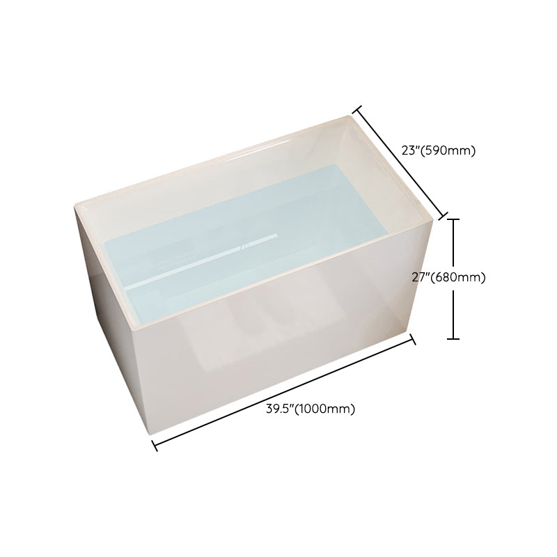 Modern Acrylic Rectangular Soaking Bathtub 26.77" Tall White Bathtub
