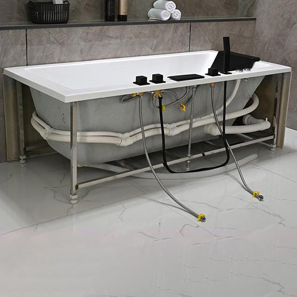 Acrylic Rectangular Bath Soaking Bathtub in White , 22.03" Tall