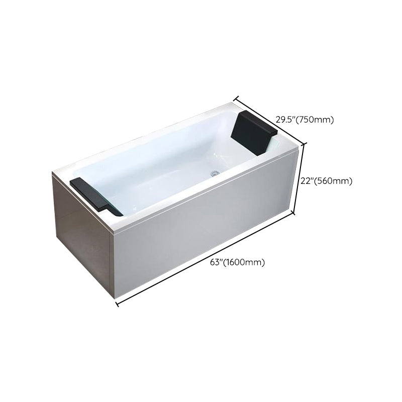 Acrylic Rectangular Bath Soaking Bathtub in White , 22.03" Tall